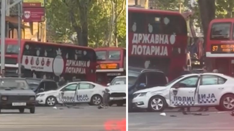Aksident në Çair të Shkupit  përfshihet edhe një makinë e policisë